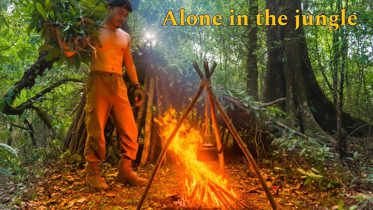 ALONE IN THE DEEP JUNGLE  ‼️🌤– SOLO BUSHCRAFT CAMPFIRE