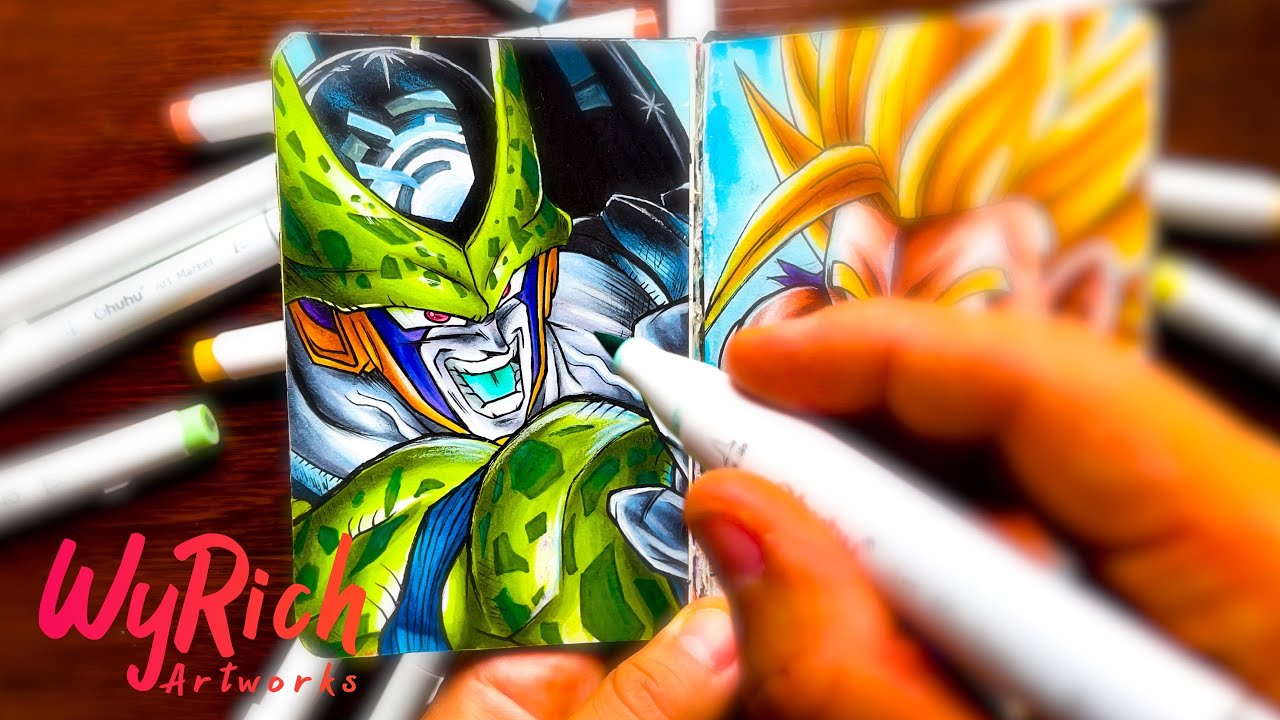 [ASMR] Drawing PERFECT CELL - Dragon Ball Z | WyRich
