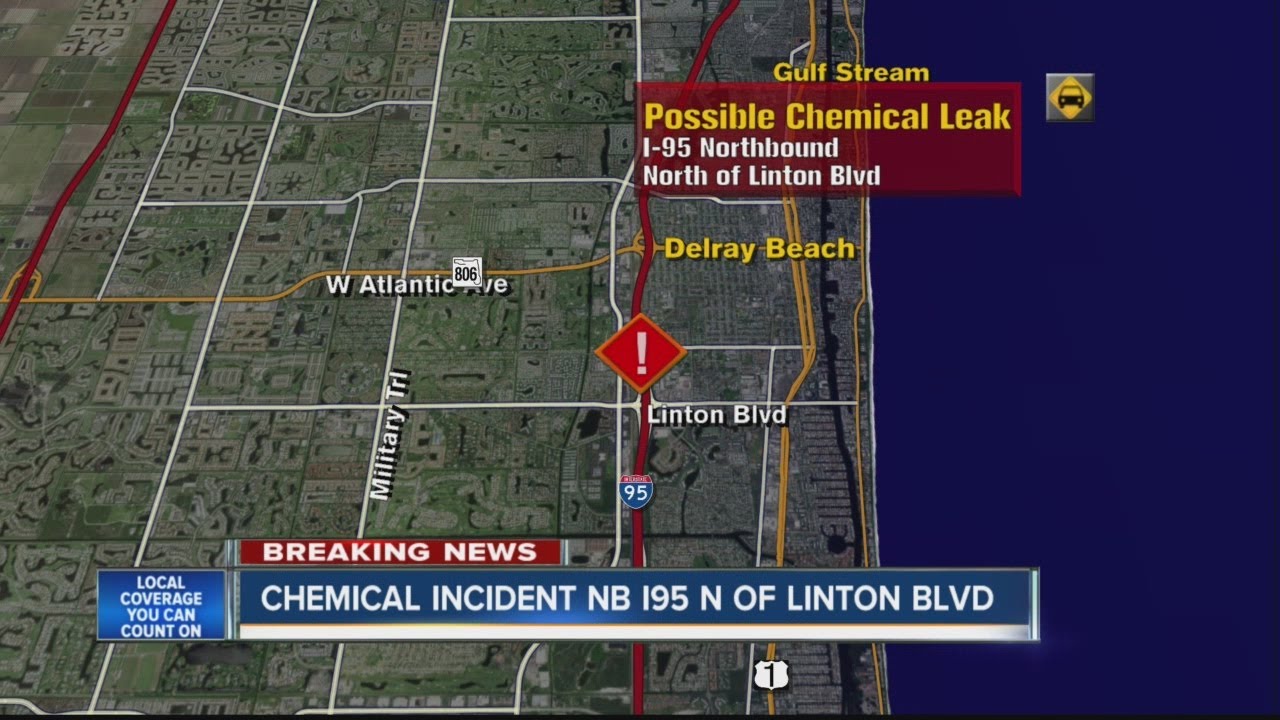 Chemical spill on I-95 North in Delray Beach