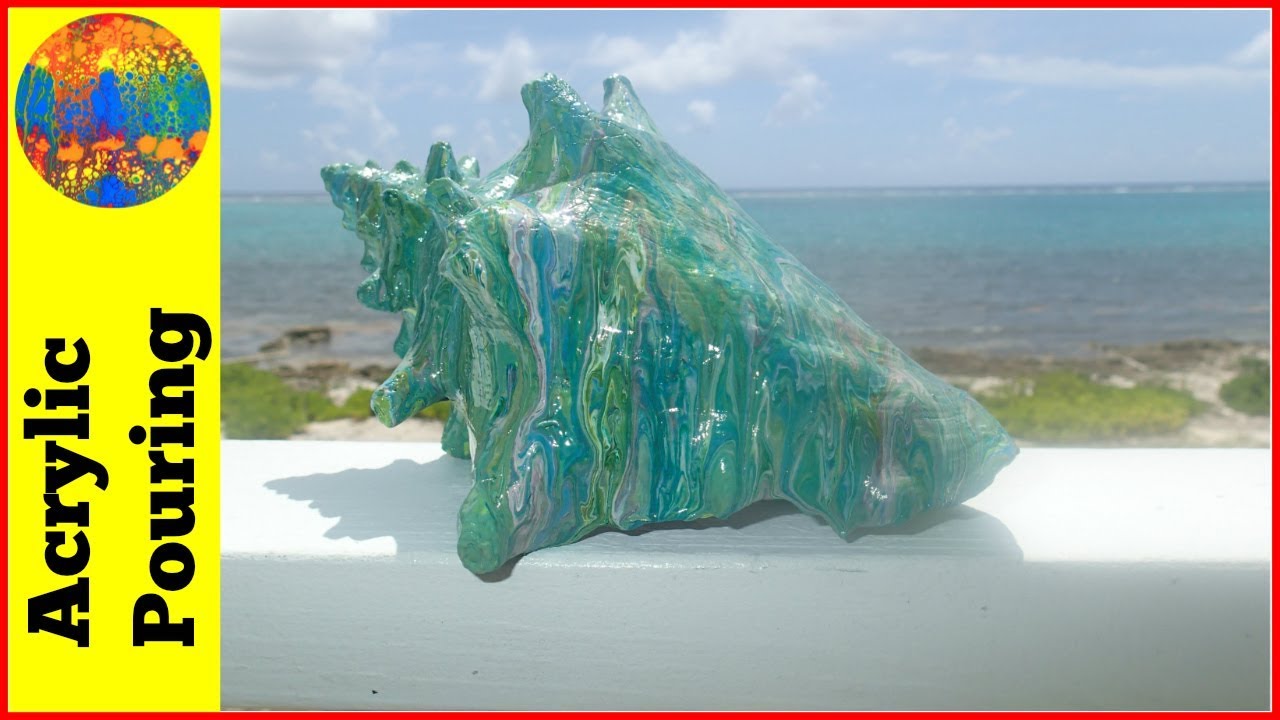3D Acrylic Pouring Challenge | Pouring on a conch shell