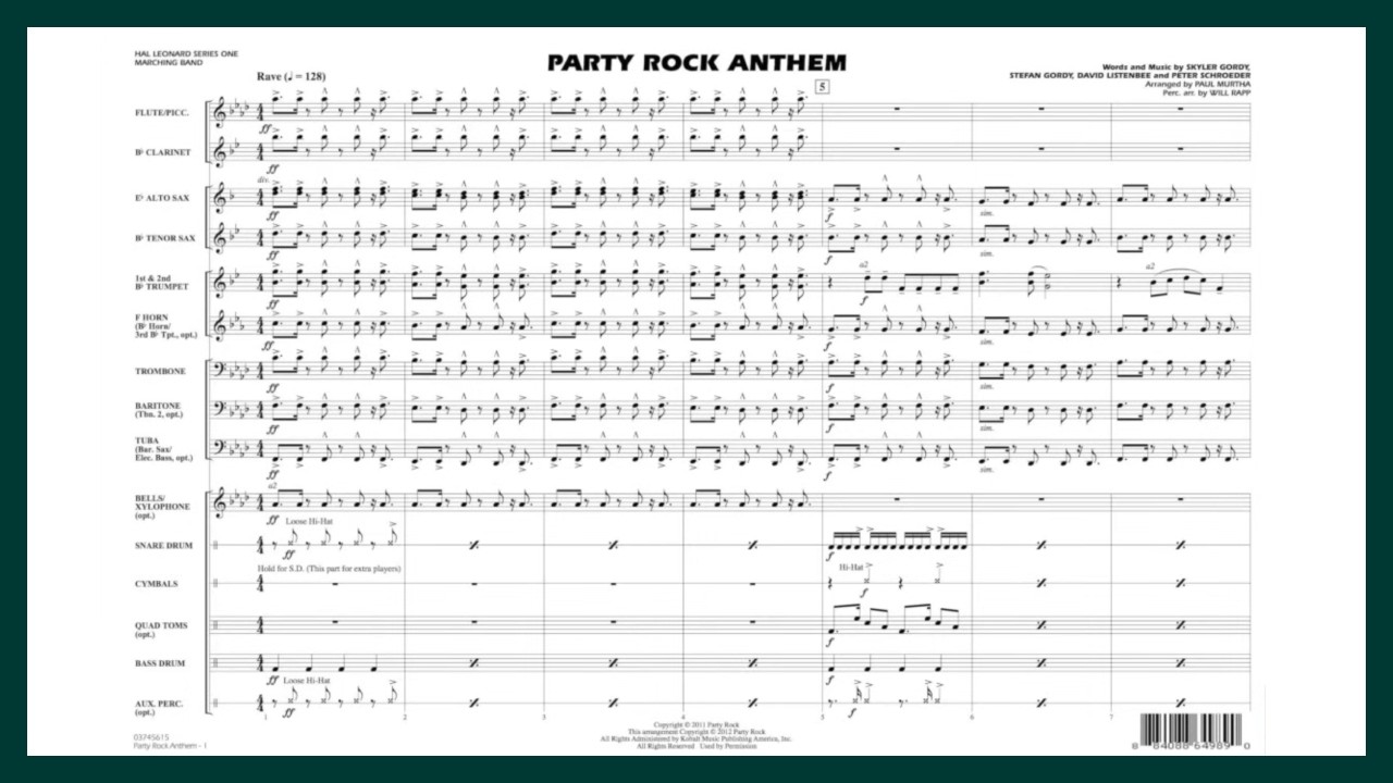 Party Rock Anthem by LMFAO | Arr: Paul Murtha
