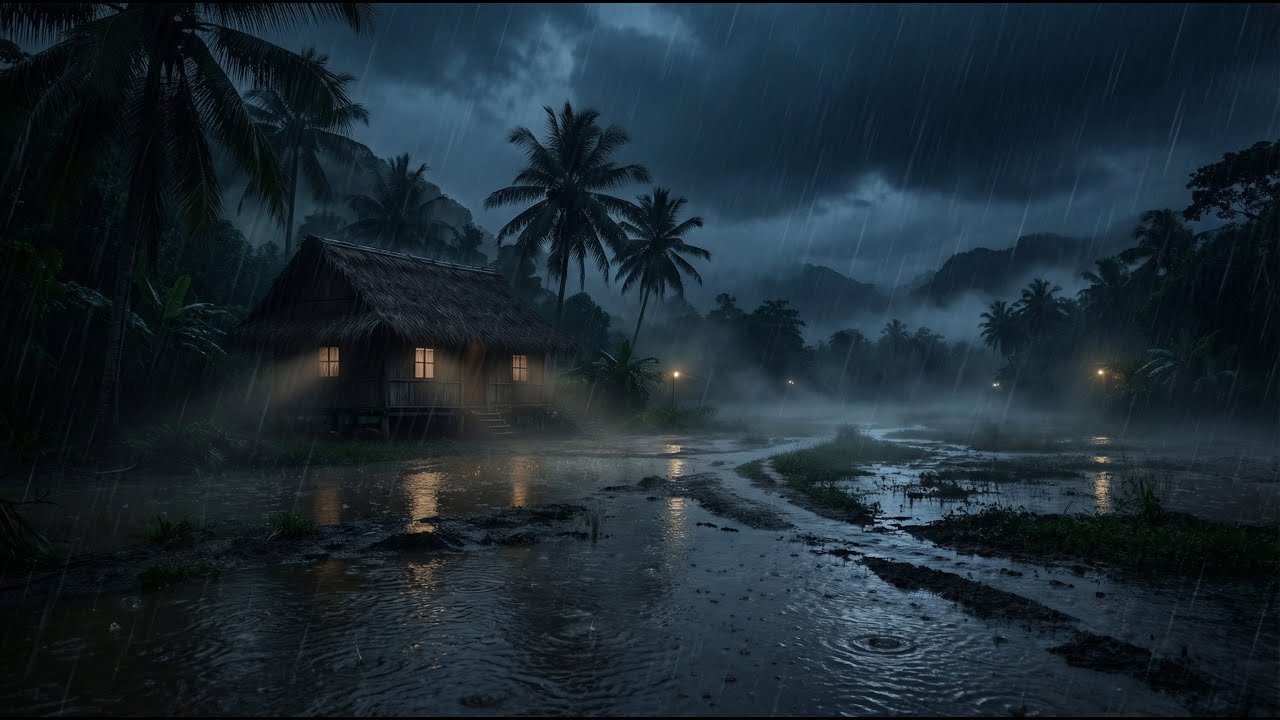 Tropical Jungle Rain at Night 🌙 Deep Sleep Rain Sounds (No Music)