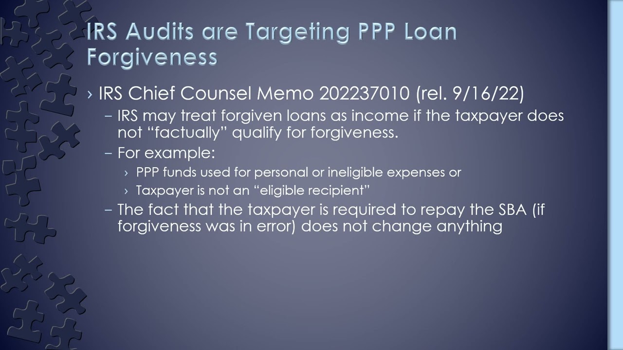 IRS Audit Alert   PPP Loans