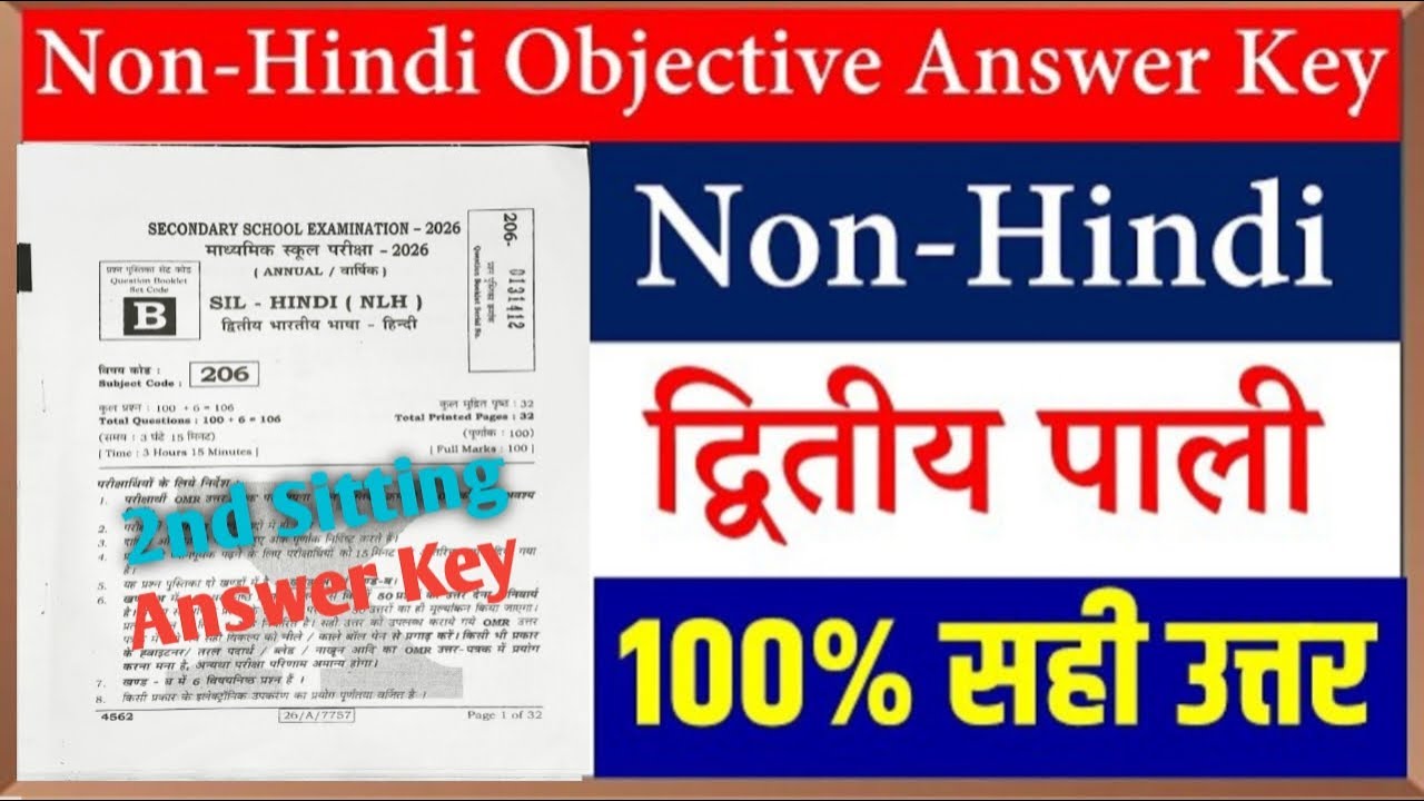 Non Hindi Objective Answer Key 2026 💥 | 100% सही उत्तर (Set B)
