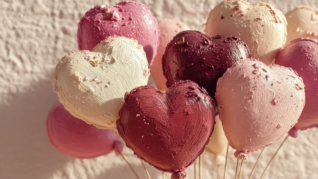 Valentine Heart Balloons | 1 Hour 4K Textured Oil Painting TV Wallpaper