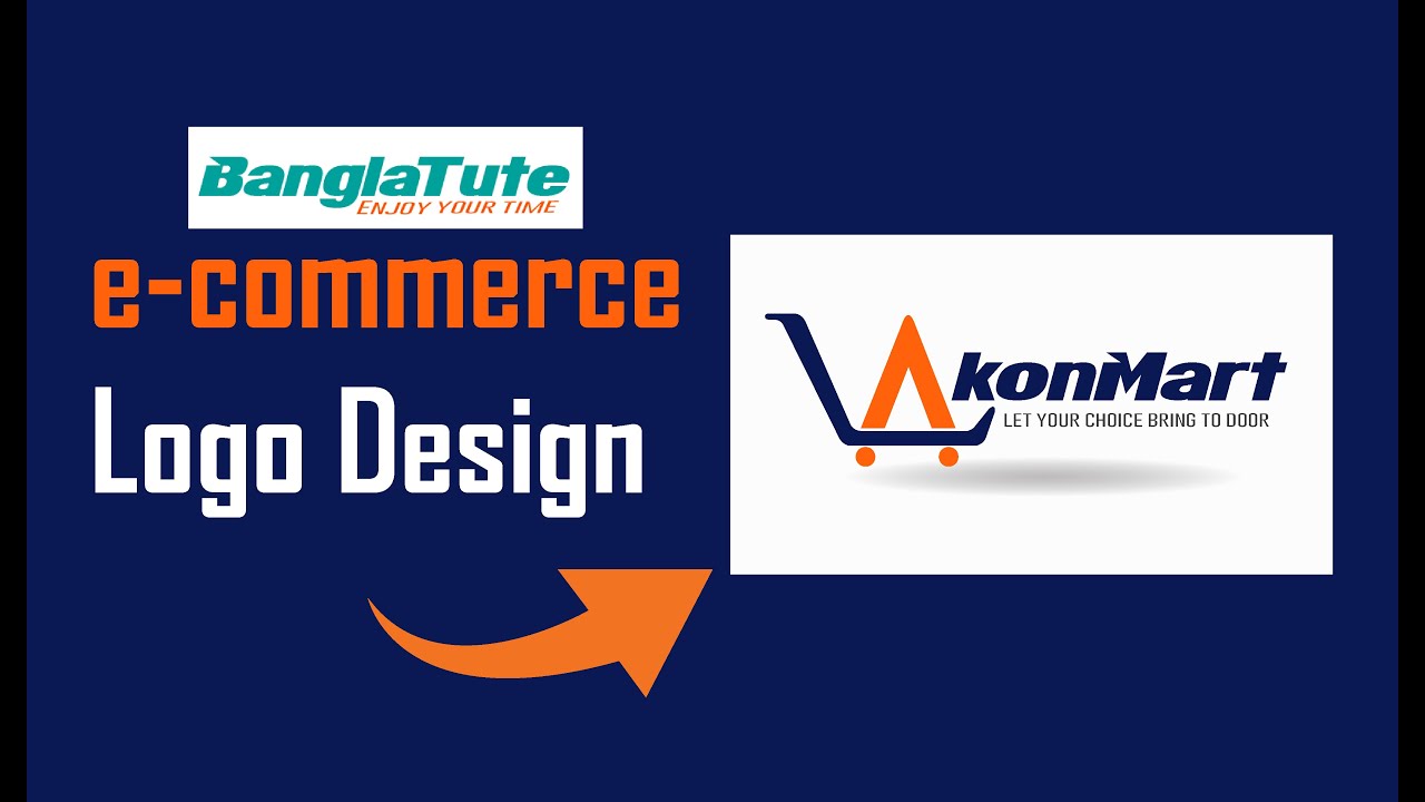 e-commerce Logo design in illustrator | AkonMart | Logo design Tutorial | BanglaTute by AB Masud