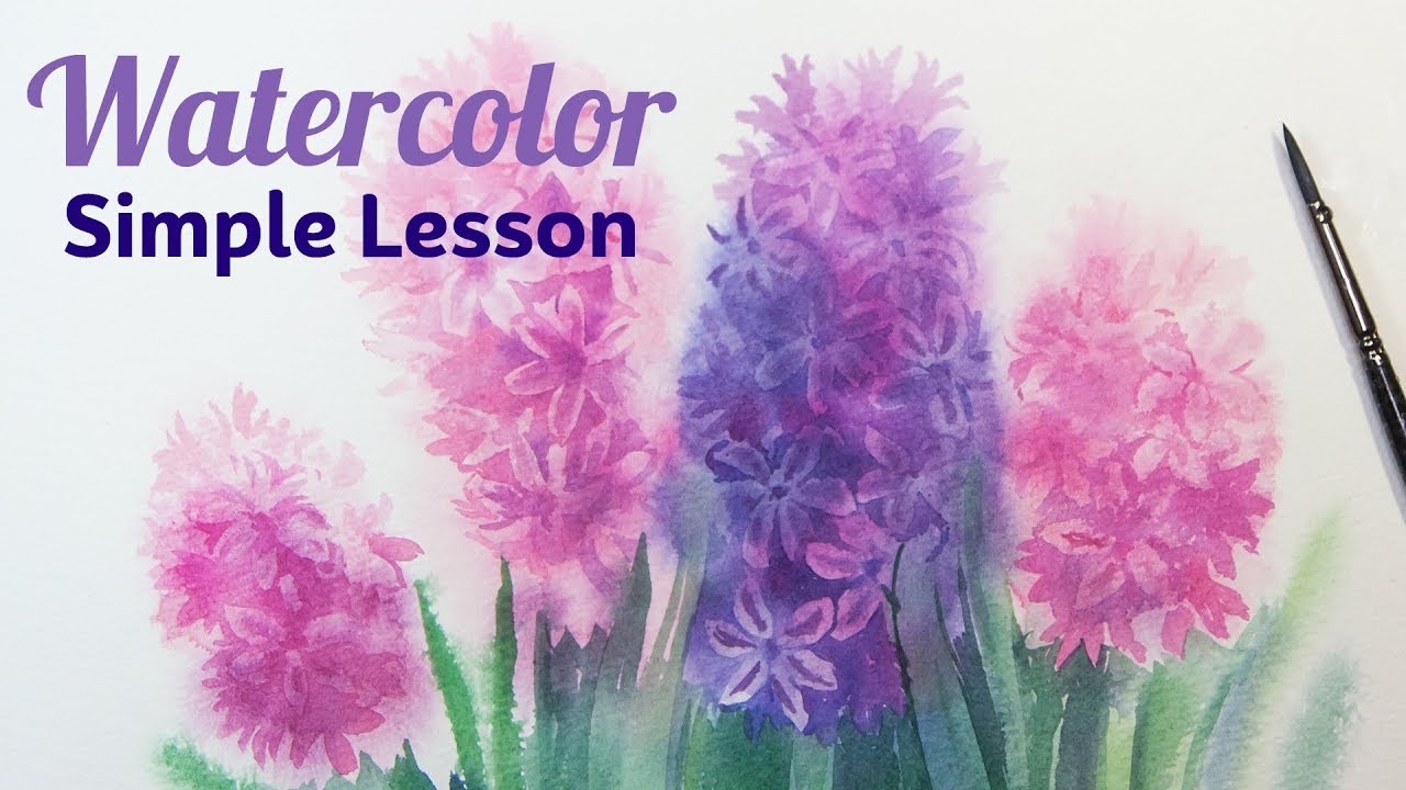 How to Paint a Delicate Hyacinth Watercolor. Simple Lesson for Beginners. Real Time Video