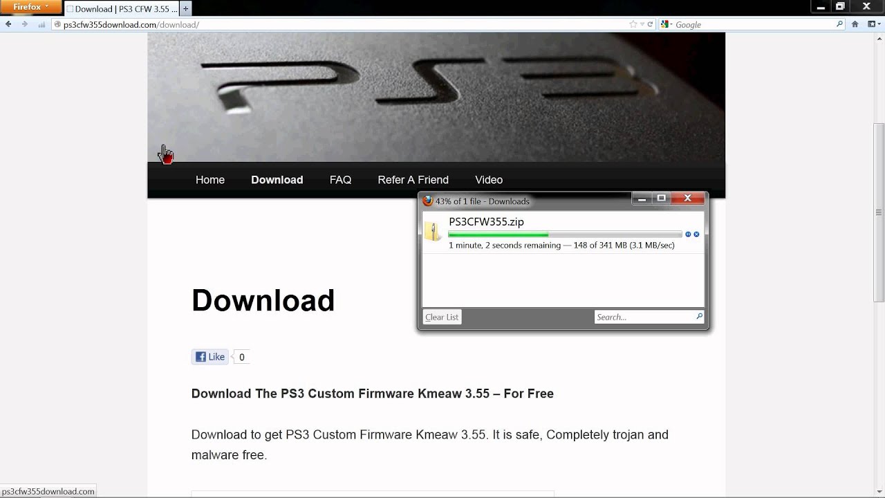 getting the download for the ps3 CFW 3.55 kmeaw