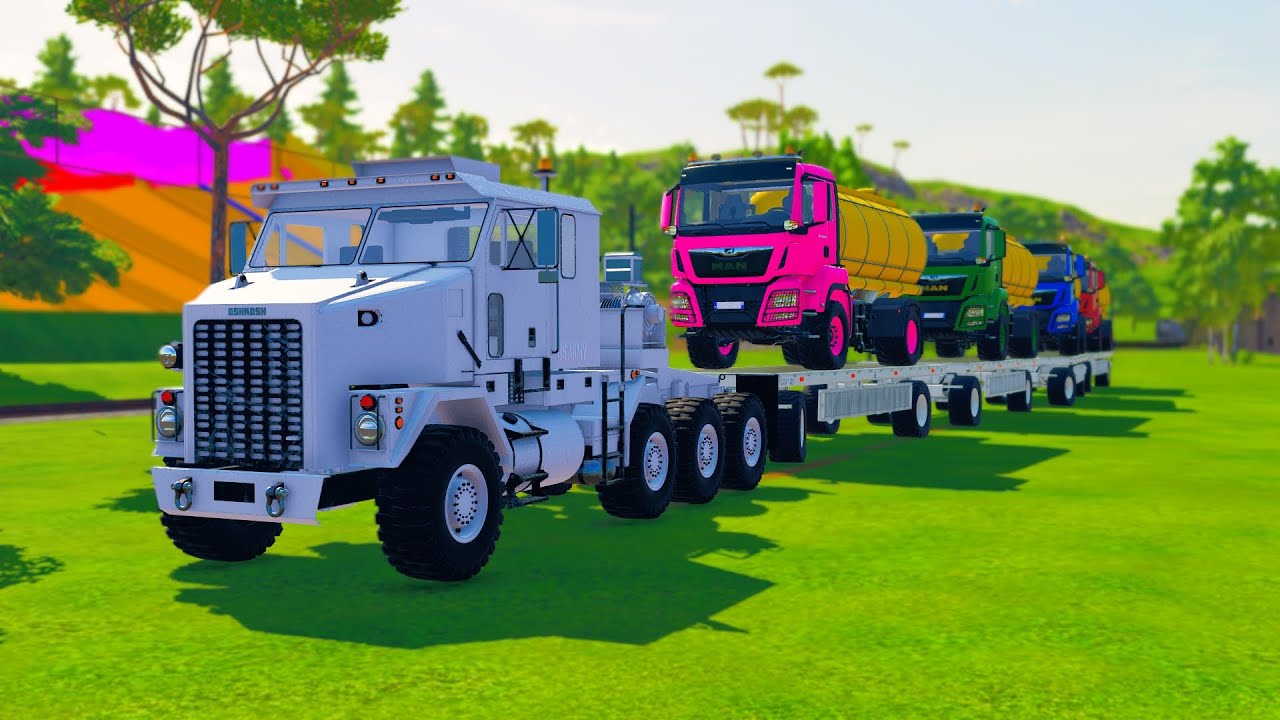 COLORFUL TANKER TRUCK HAULING CONVOY | FS22