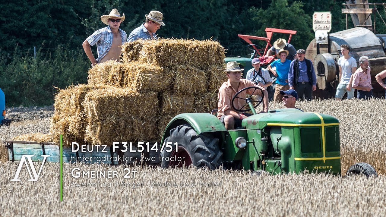 Deutz F3L514/51 + Gmeiner 2t - Strohballenbergung · handling straw bales