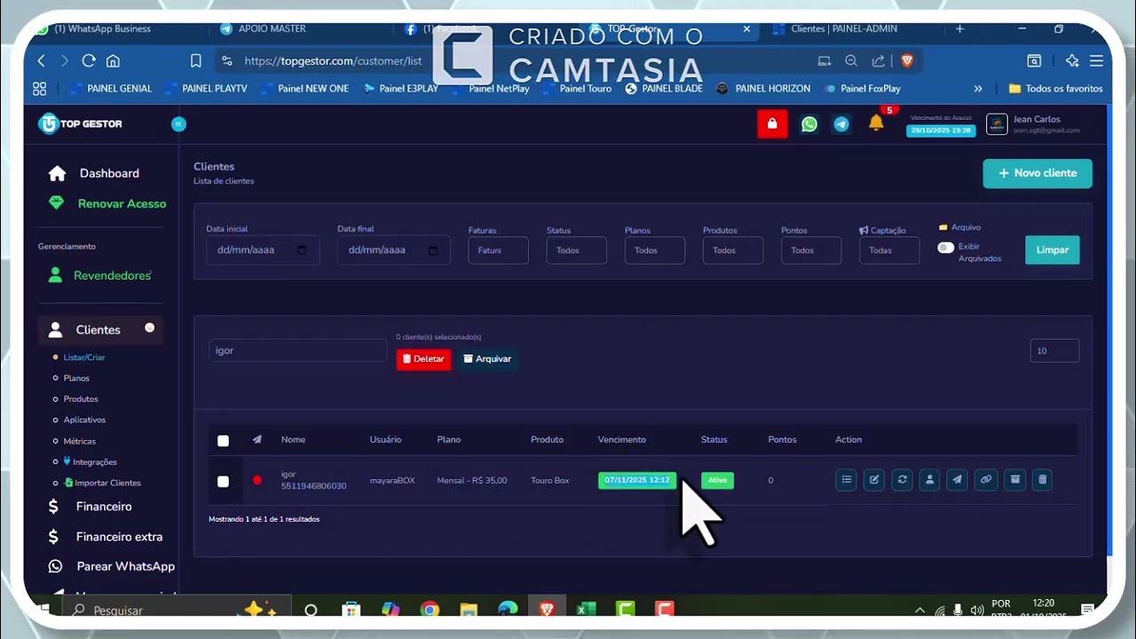 Renovação automática TOP GESTOR e PAINEL IPTV