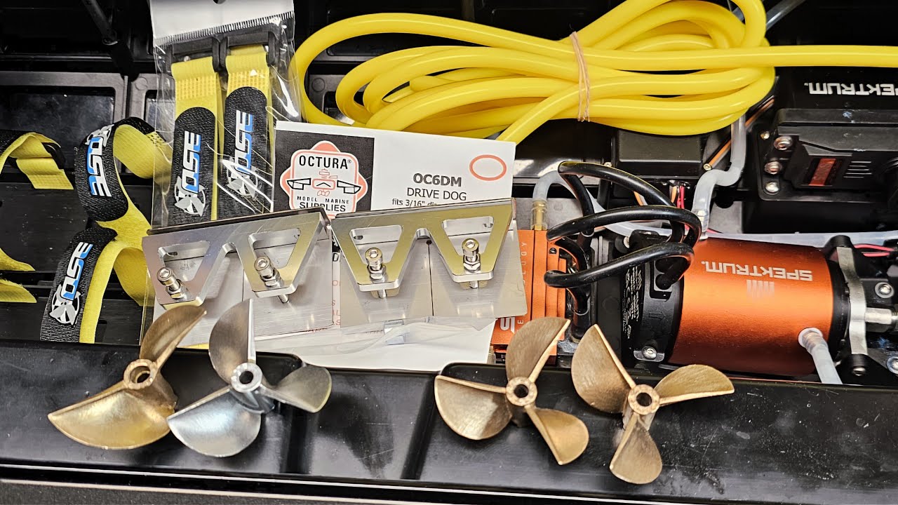 Upgrades for the Proboat Super SonicWake Props, Trim Tabs, Battery Straps, Drive Dog