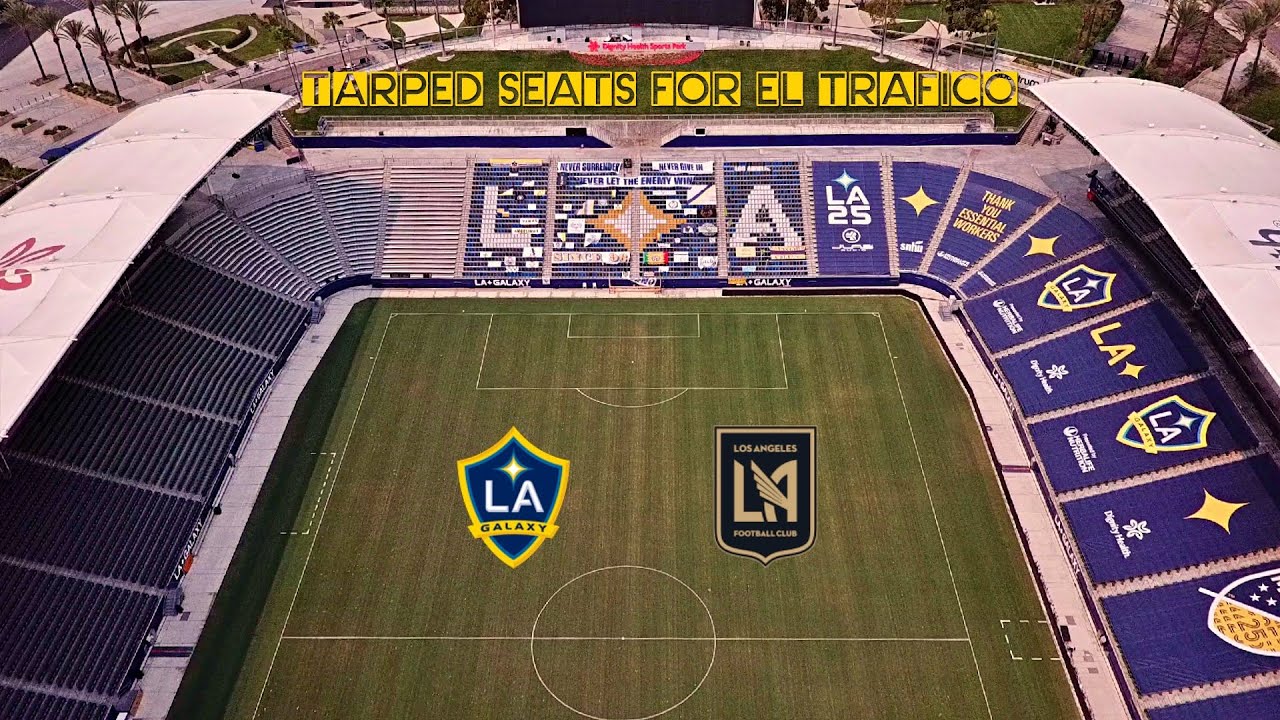 El Trafico LA Galaxy LAFC Aerial Tarped Seats at Health Dignity Sports Park