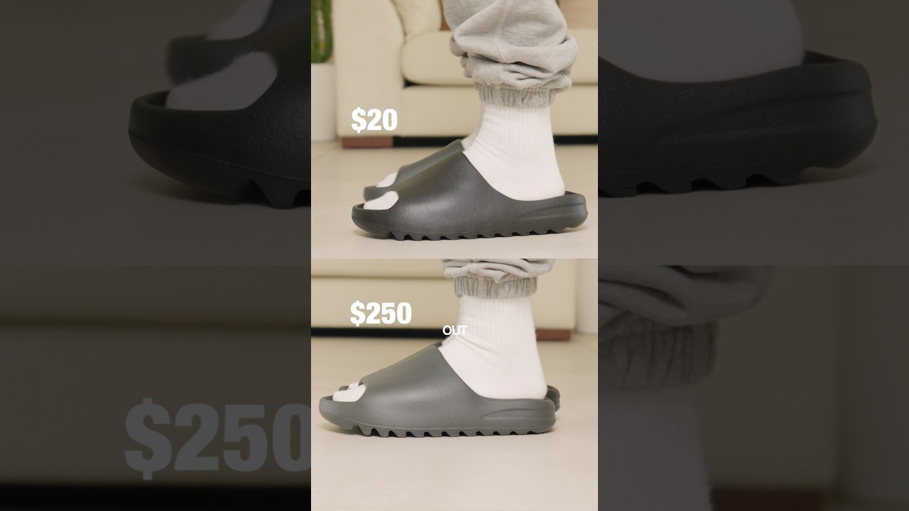 В новых шлепанцах Yeezy за 20 долларов