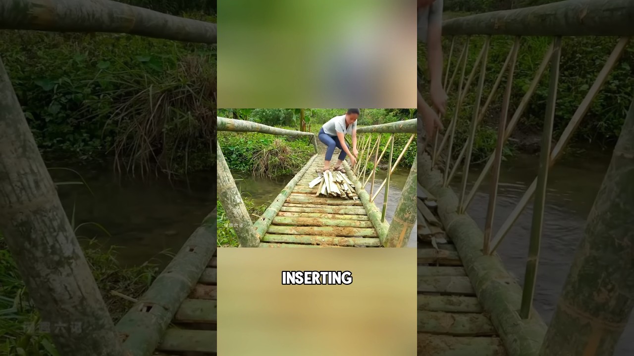 A woman built a bamboo bridge with her bare hands #shorts