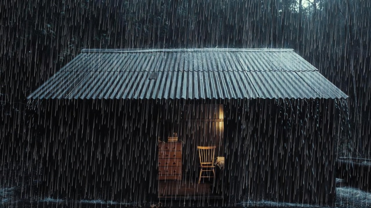 Rain Sounds Lull You To Sleep 🌧 Heavy Rain On Metal Roof Cabin  Cozy Night Rain