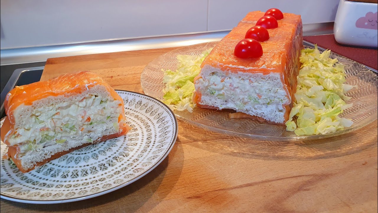 Pastel de salmón y pan de molde . ¡¡ Receta perfecta para fiestas !!