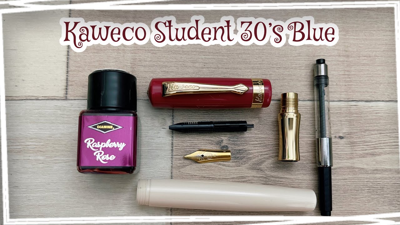 🖋️📖 INKING KAWECO STUDENT 30’S BLUES | B Nib | With Diamine Raspberry 🌹 Rose + Writing Test