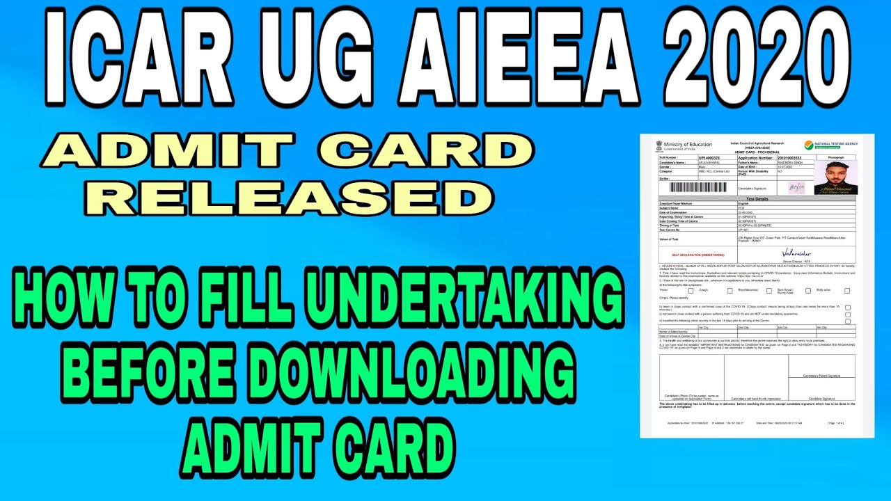 ICAR 2020 ADMIT CARD RELEASED | HOW TO DOWNLOAD ICAR ADMIT CARD