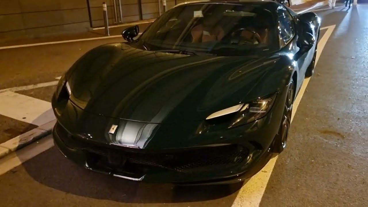 Dark Green Ferrari 296 GTB looks great! Carbon wheels as well.[4k 60p]