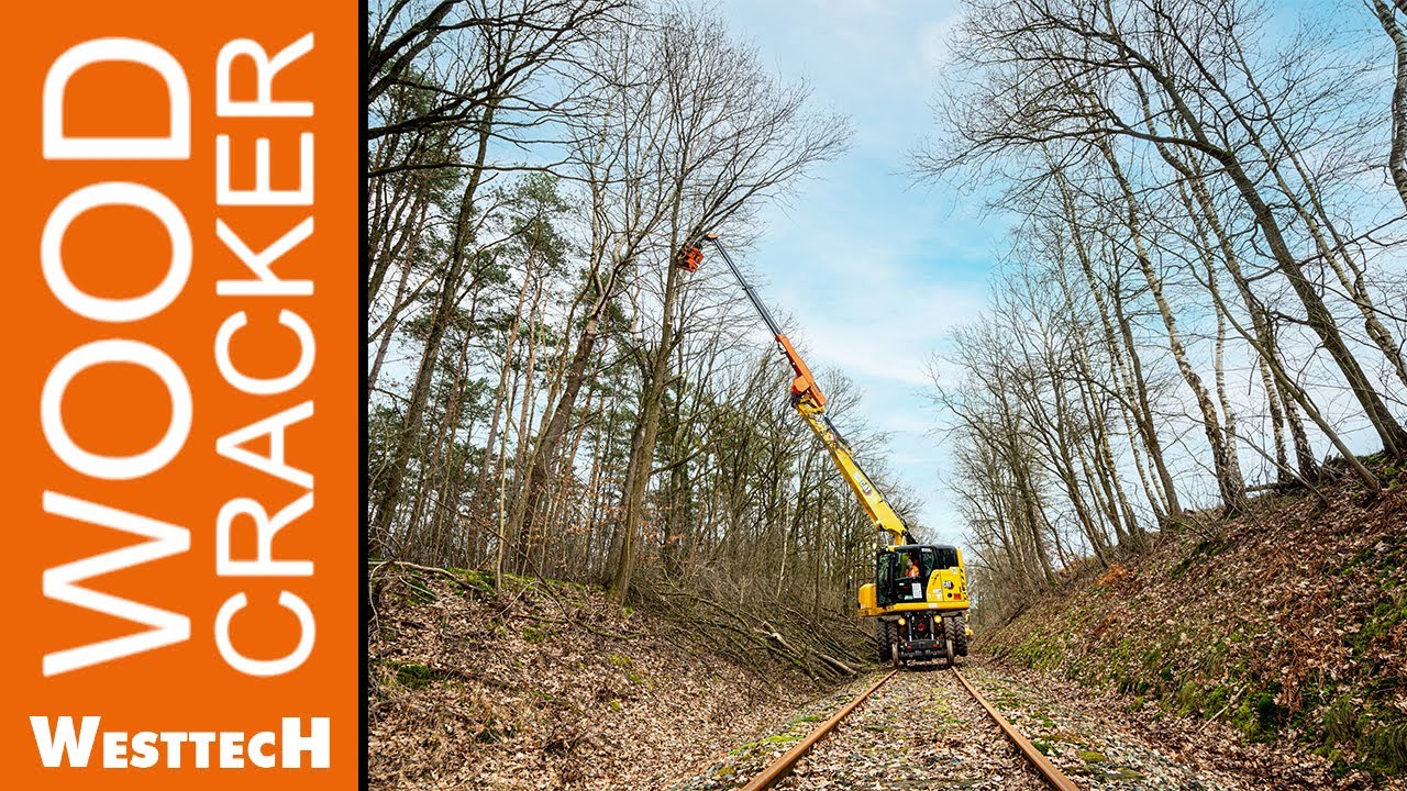 Baumpflege entlang von Eisenbahnschienen: Woodcracker® macht's möglich