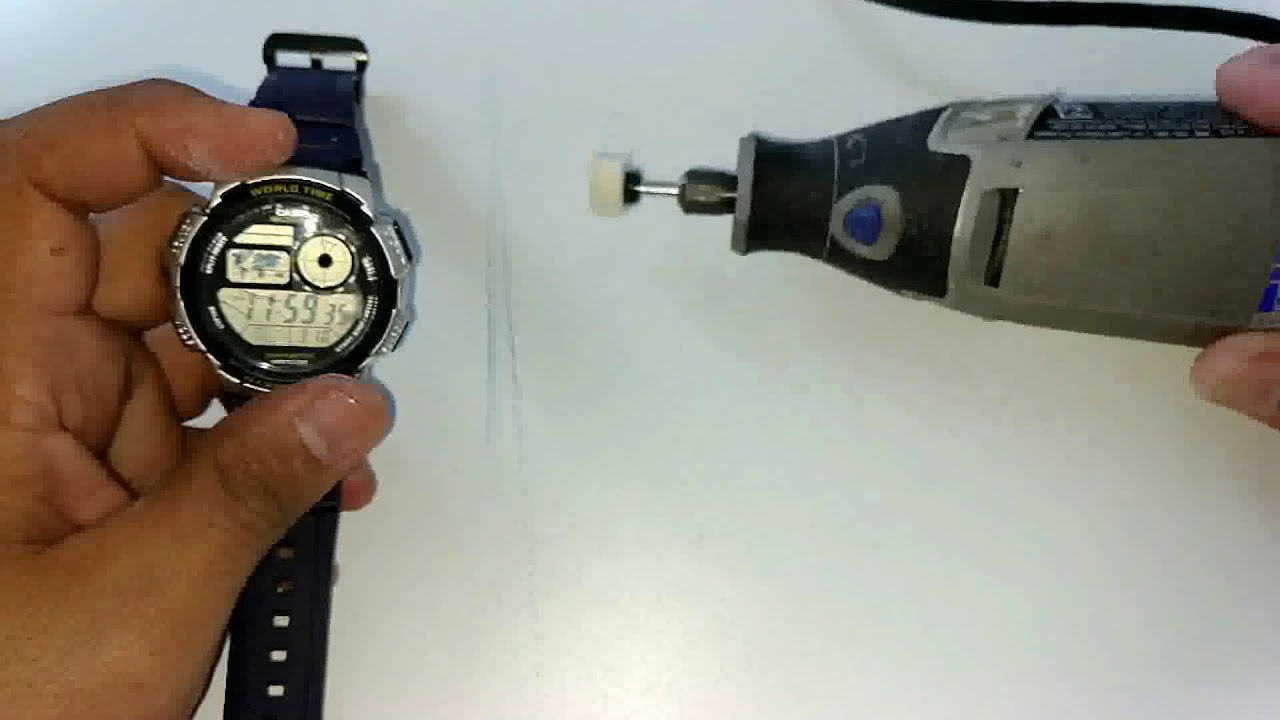 Pulir reloj con mica de plastico. Casio 3198 AE - 1000W
