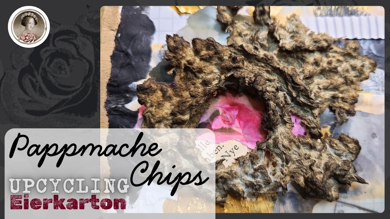 GRUNGY✣Pappmache` Funny Kaffee Chips/Kleckse, Action Painting mit Pulpe & Rost,Junkjournal,Upcycling