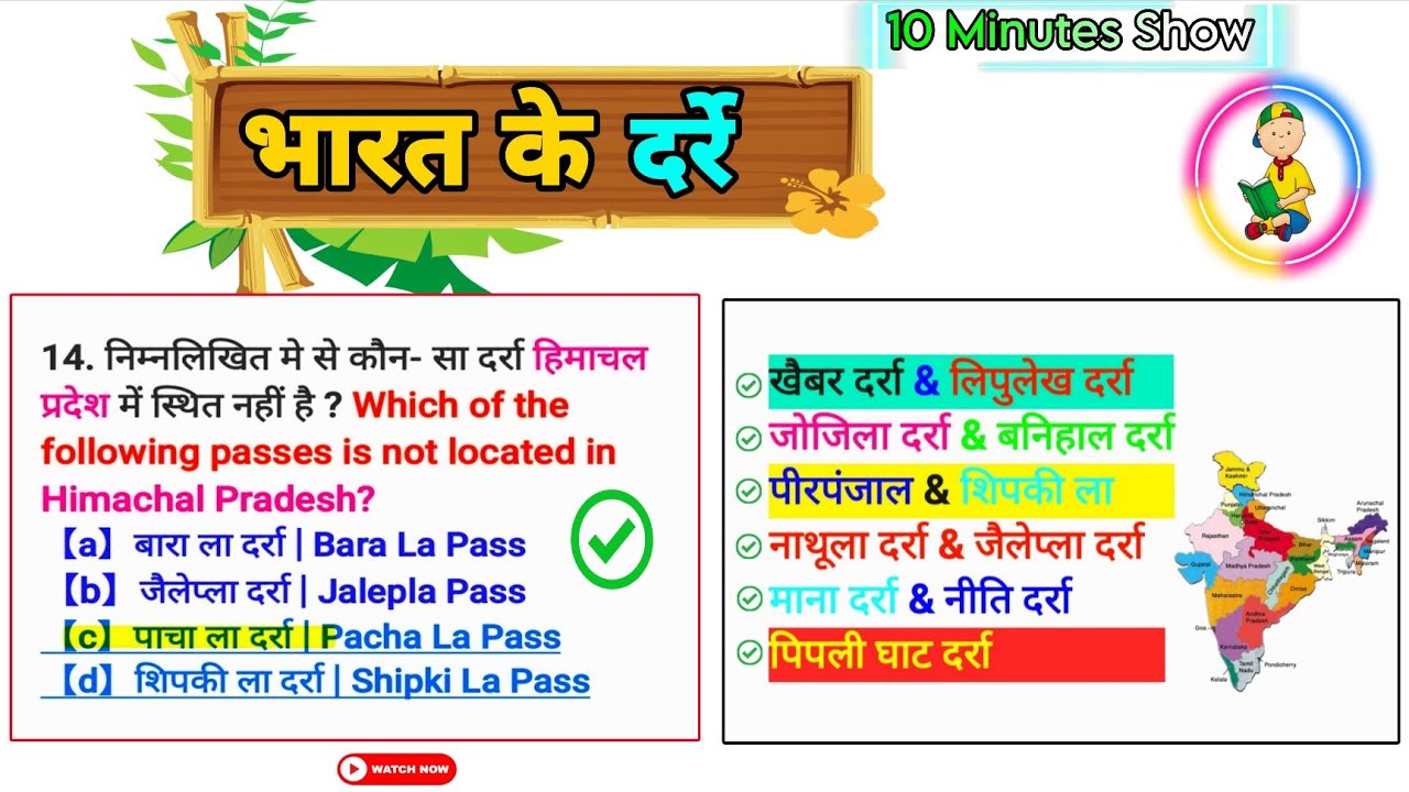 भारत के पर्वतीय दर्रे | SPECIAL PYQ 🔥| FOR ALL COMPETITIVE EXAMS 2026 #pass #pyq  #gkquiz 
