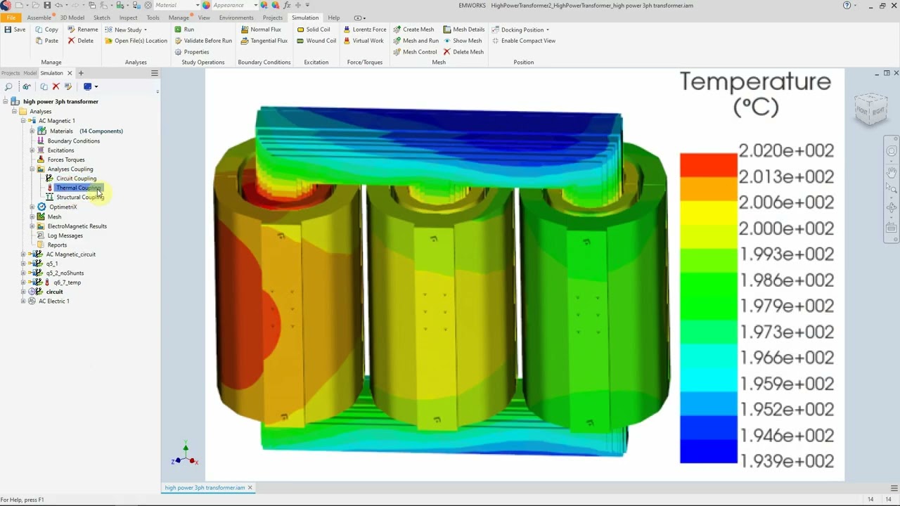 Transformer Simulation Using FEA | Magnetic, Thermal & Electric Field Studies in EMWORKS EMAG