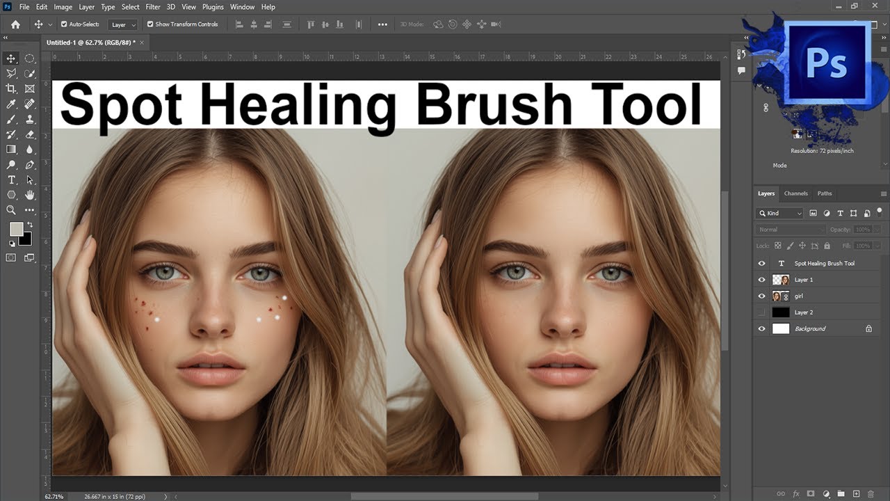 Adobe photoshop calss 28 spot healing brush tool Urdu/Hindi