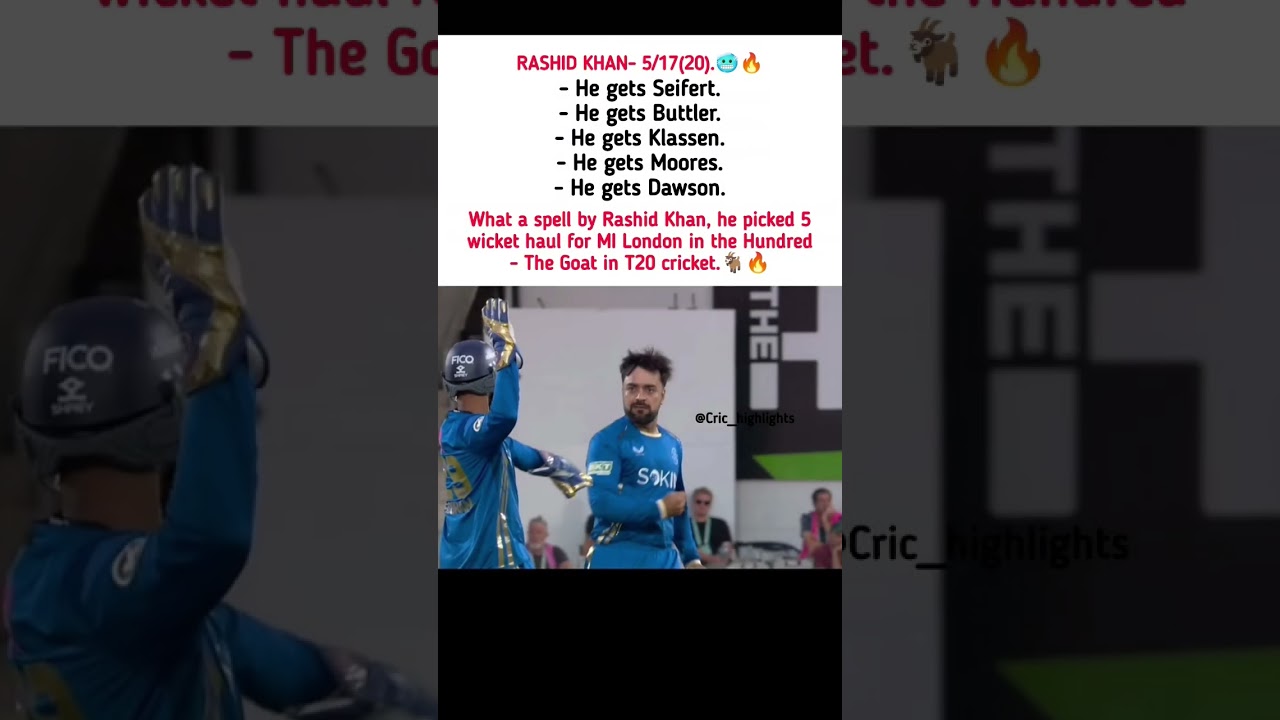 Rashid Khan Unstoppable 5/17 Spell! 🐐🔥 #rashidkhan #thehundred #unstoppable #shorts