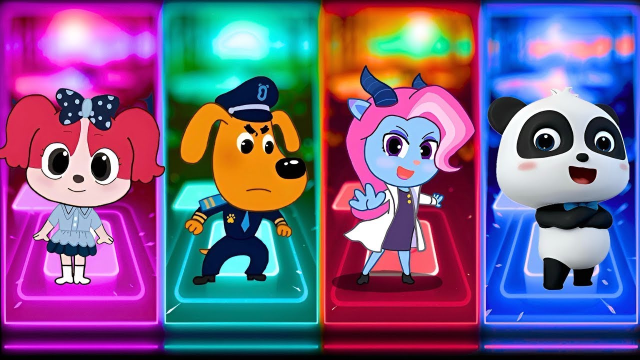 Sheriff Labrador 🆚 Police Officer 🆚 Sheriff Papillon 🎶 Tiles Hop EDM Rush @AngelaAdventure