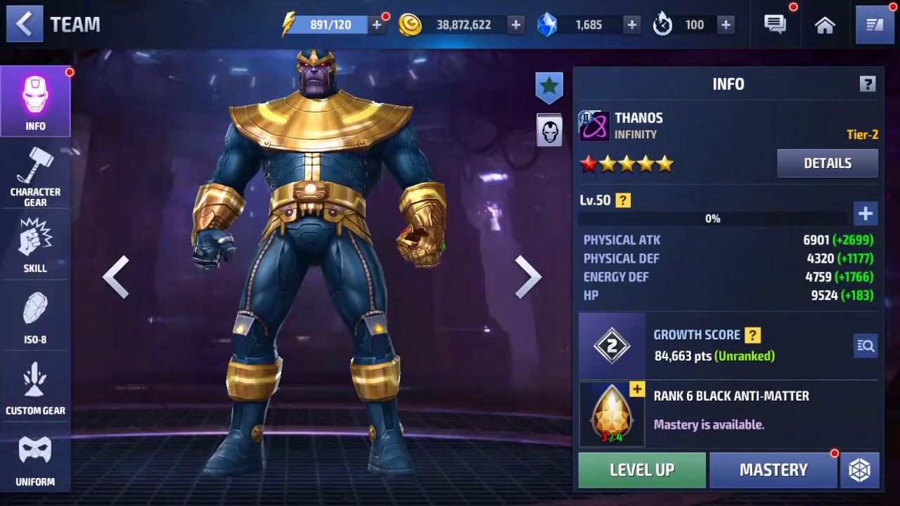 How to rank up Thanos - 1☆ to 6☆ (full mastery) - Marvel Future Fight