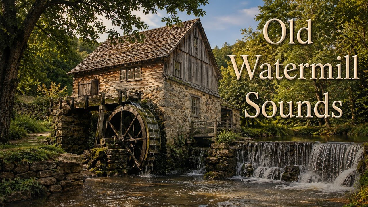 Old Watermill Sounds for Relaxation & Sleep | 8 Hours | Black Screen