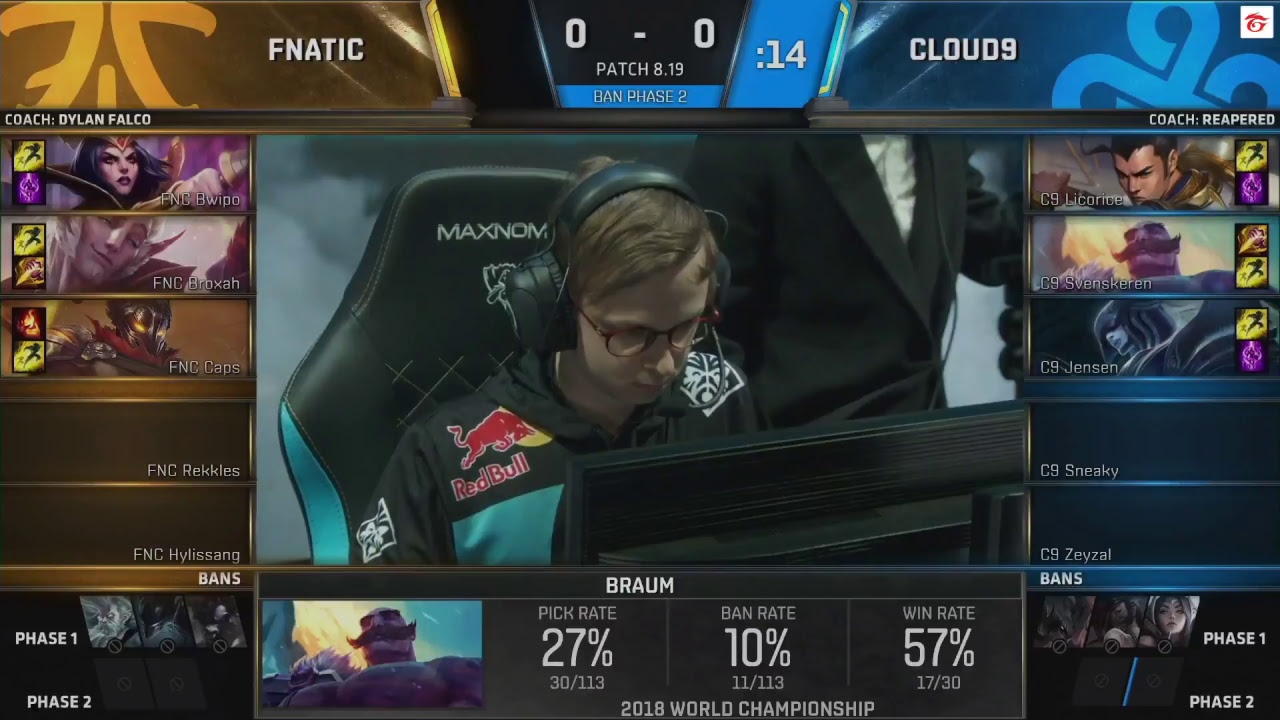 《LOL》2018 世界大賽四強賽 FNC vs C9