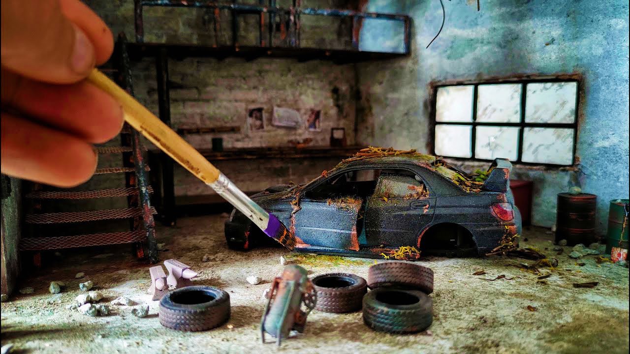 Abandoned Miniature Room - Realistic Abandoned Garage! Making a Realistic Diorama /  Urbex