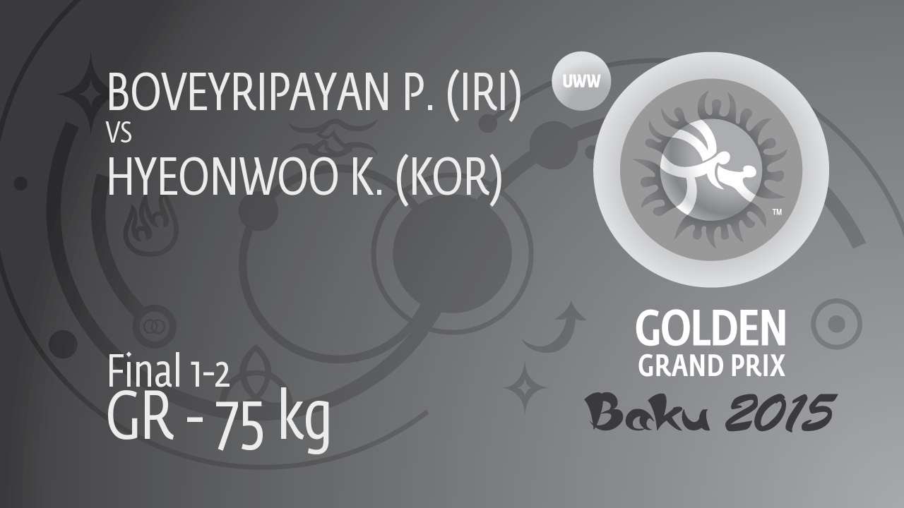 GOLD GR - 75 kg: K. HYEONWOO (KOR) df. P. BOVEYRIPAYAN (IRI), 3-0