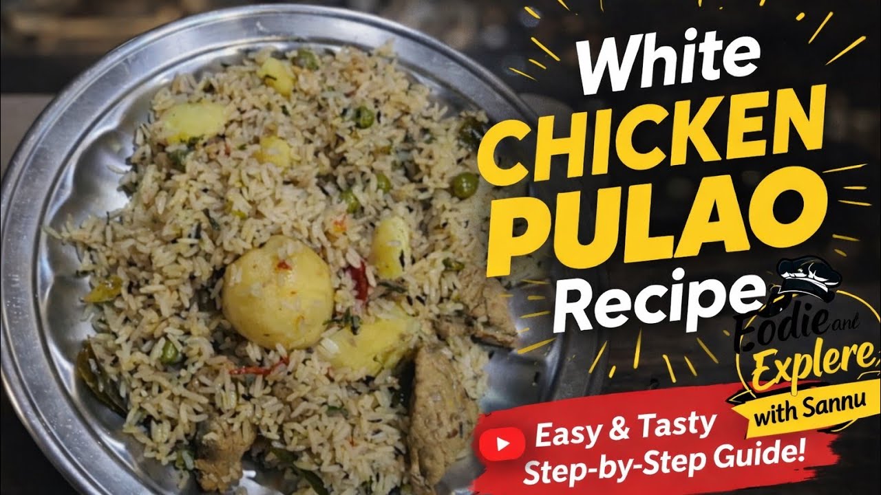 White Chicken Pulao Recipe for Beginners | Easy Safed Chicken Pulao | No Color Simple Pulao