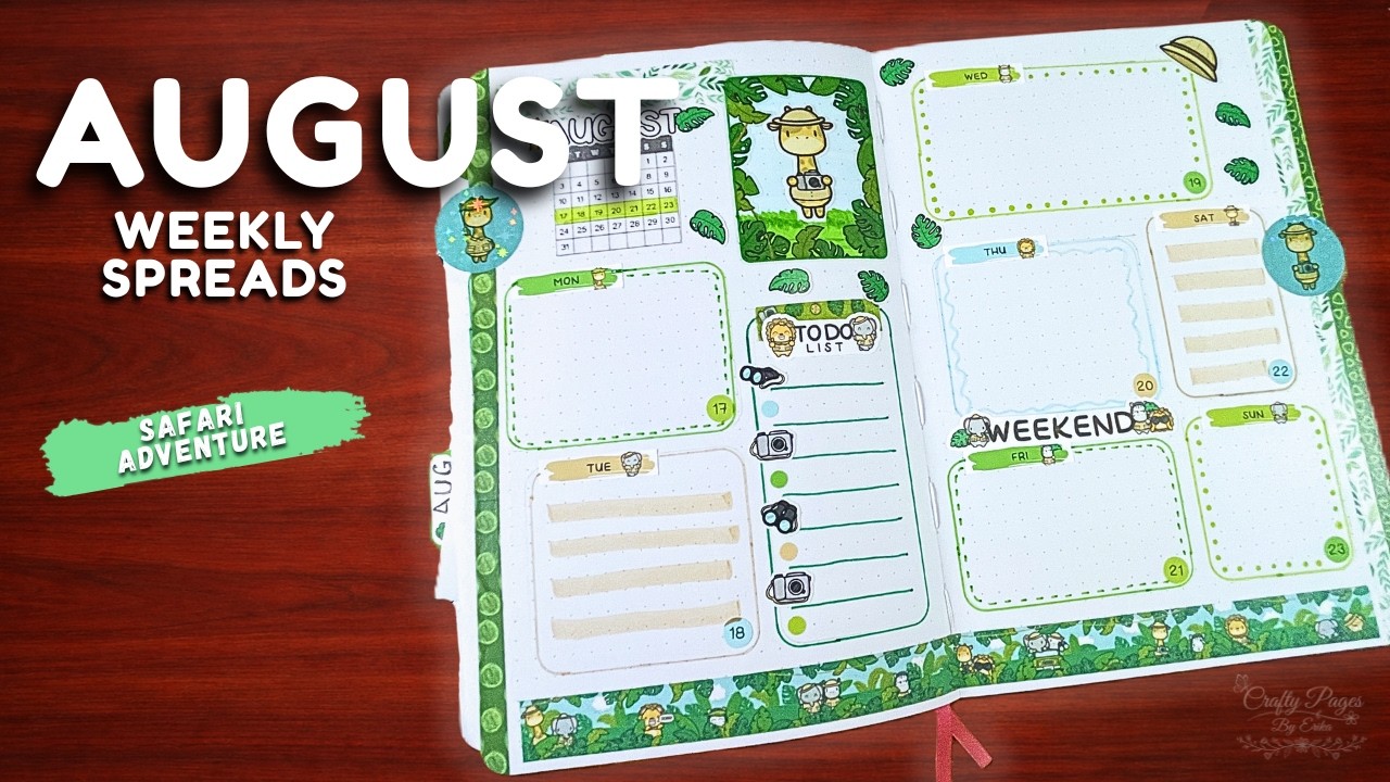 August Bullet Journal Weekly Spreads 🦁 Plan With Me