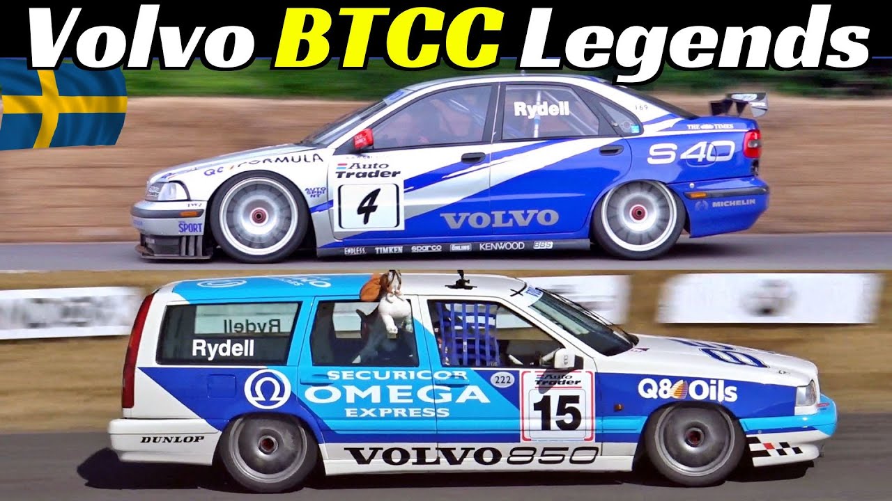 Volvo 850 SW & S40 BTTC Touring Car Legends from 90s, Superb 5-Cylinder Engine Sound at Goodwood FOS