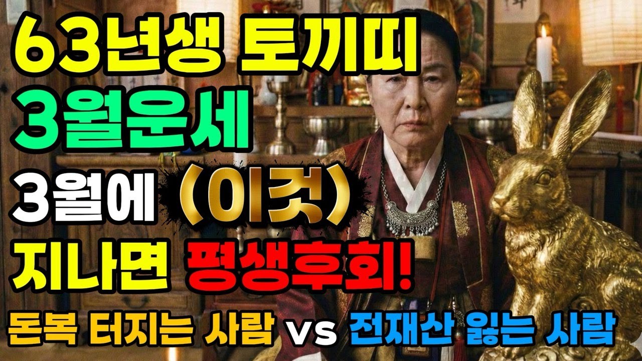 소름 돋게 정확합니다. 1963년생 토끼띠 3월에 '돈복' 터지는 징조 vs 망하는 징조