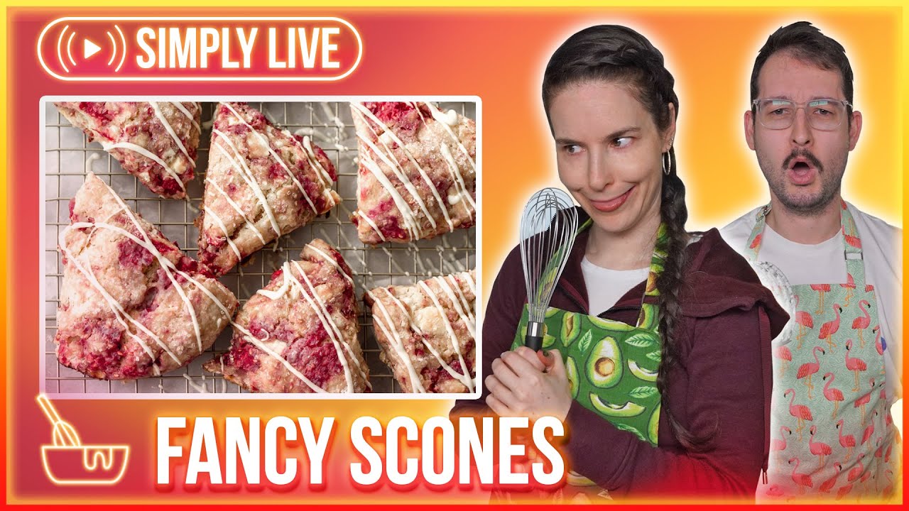Baking FANCY Scones (White Choc & Raspberry) 🔴LIVE - Simplybakelogical