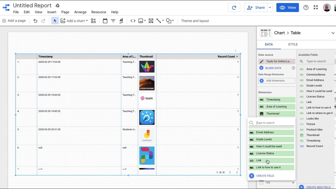 Use a Google Form to collect information and display it with Data Studio