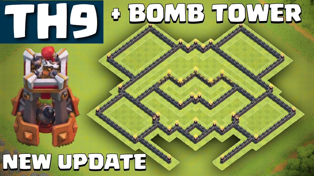 NEW TH9 Farming Base + BOMB TOWER UPDATE - Clash of Clans