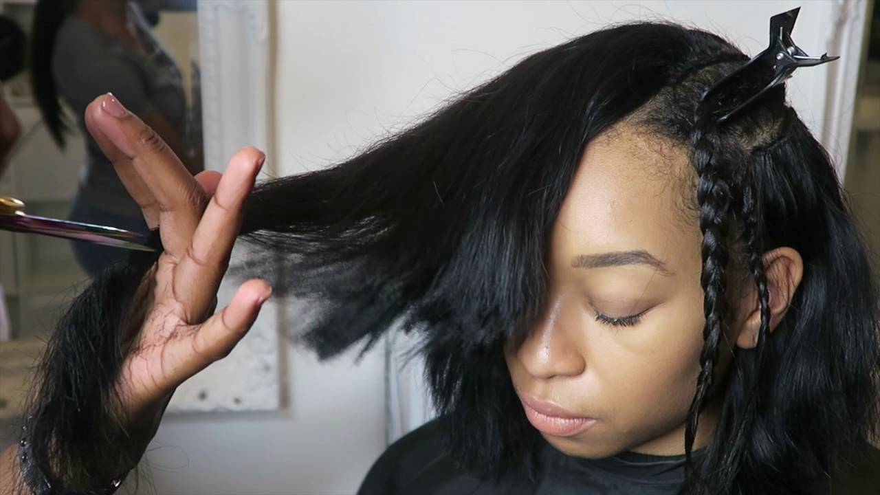 How to install a DEEP SIDE PART BOB SEW IN (GRADUATED CUT) FULL SEW IN | @mizmakeme