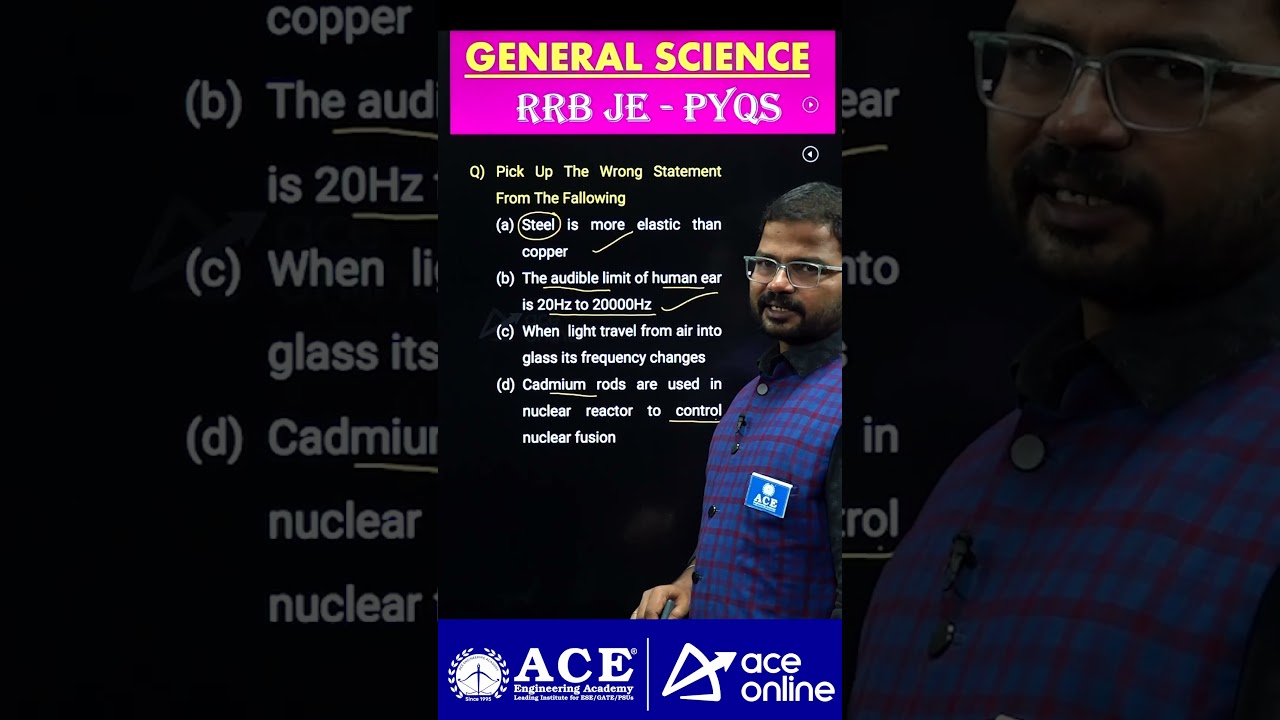 RRB JE/SSC JE: General Science PYQs | Pick the Wrong Statement from the following | #aceonline