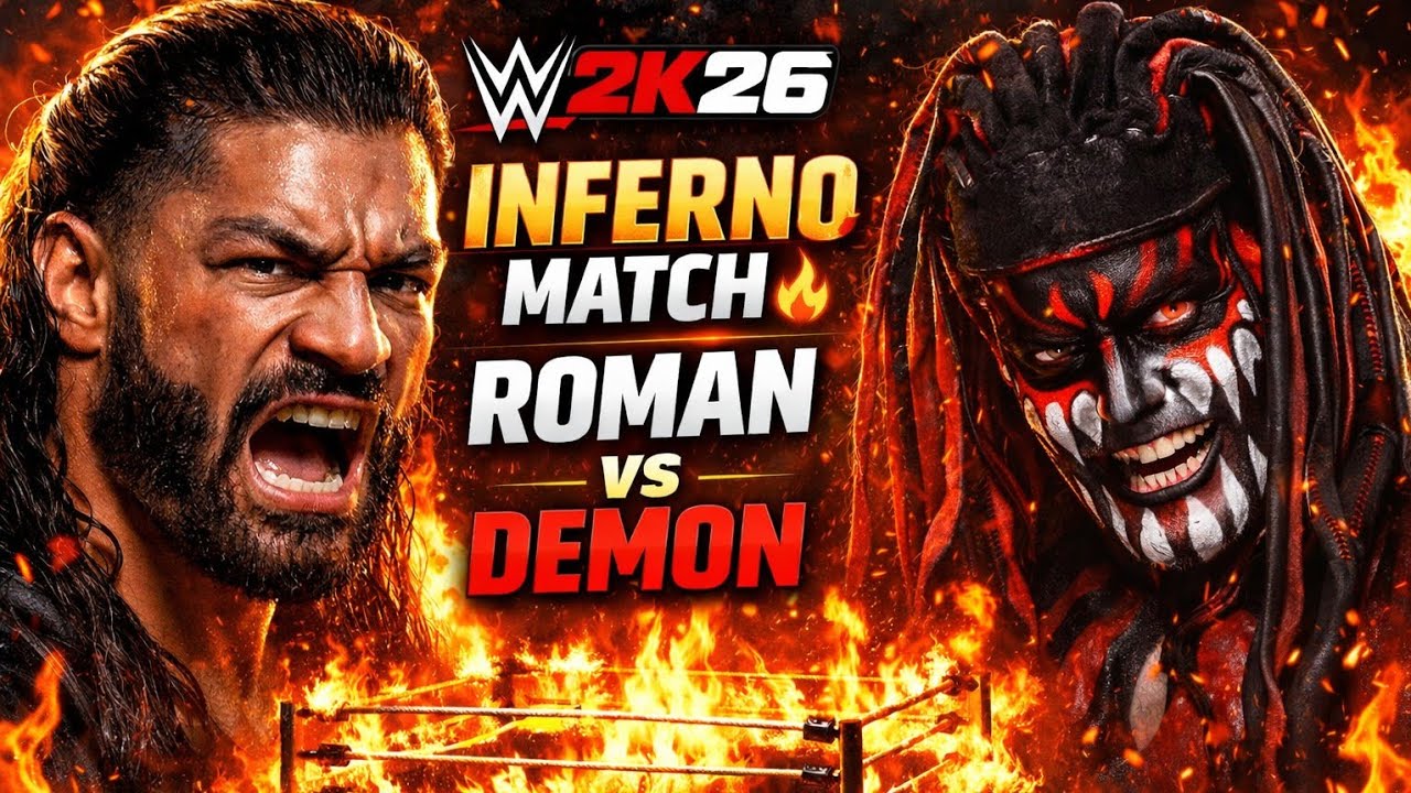 WWE 2K26 - Roman Reigns vs Demon Finn Bálor Inferno Match 🔥 Who Survives? #wwe #wwe2k26 