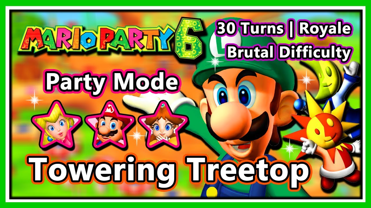 Mario Party 6 - 30 Turns | Royale | Luigi, Mario, Peach & Daisy | Towering Treetop
