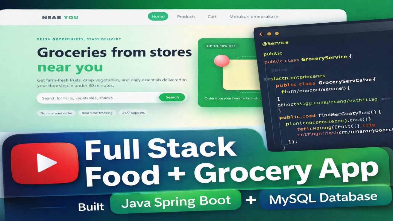 Food + Grocery App#javafullstackdeveloper  #springboot #webdevelopment #fullstackproject #mysql