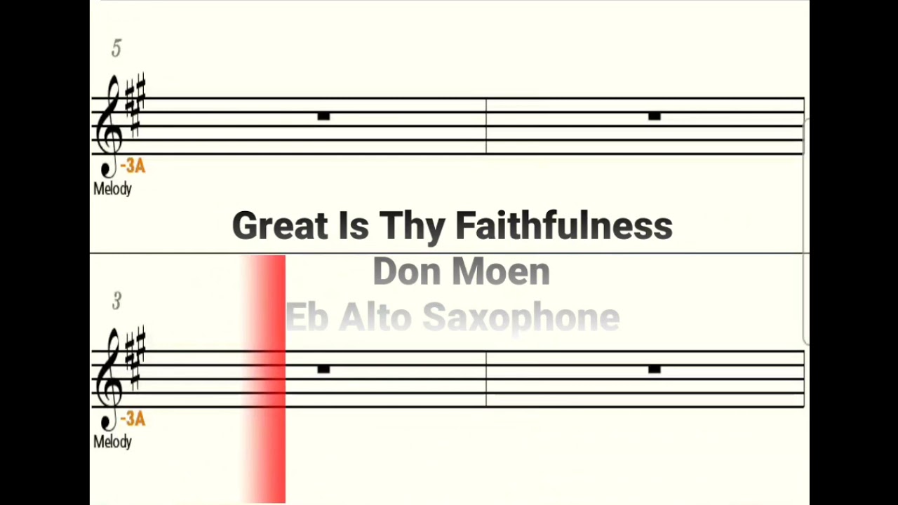 Great Is Thy Faithfulness - Eb Alto Saxophone - Play Along  Sheet Music  Backing Track